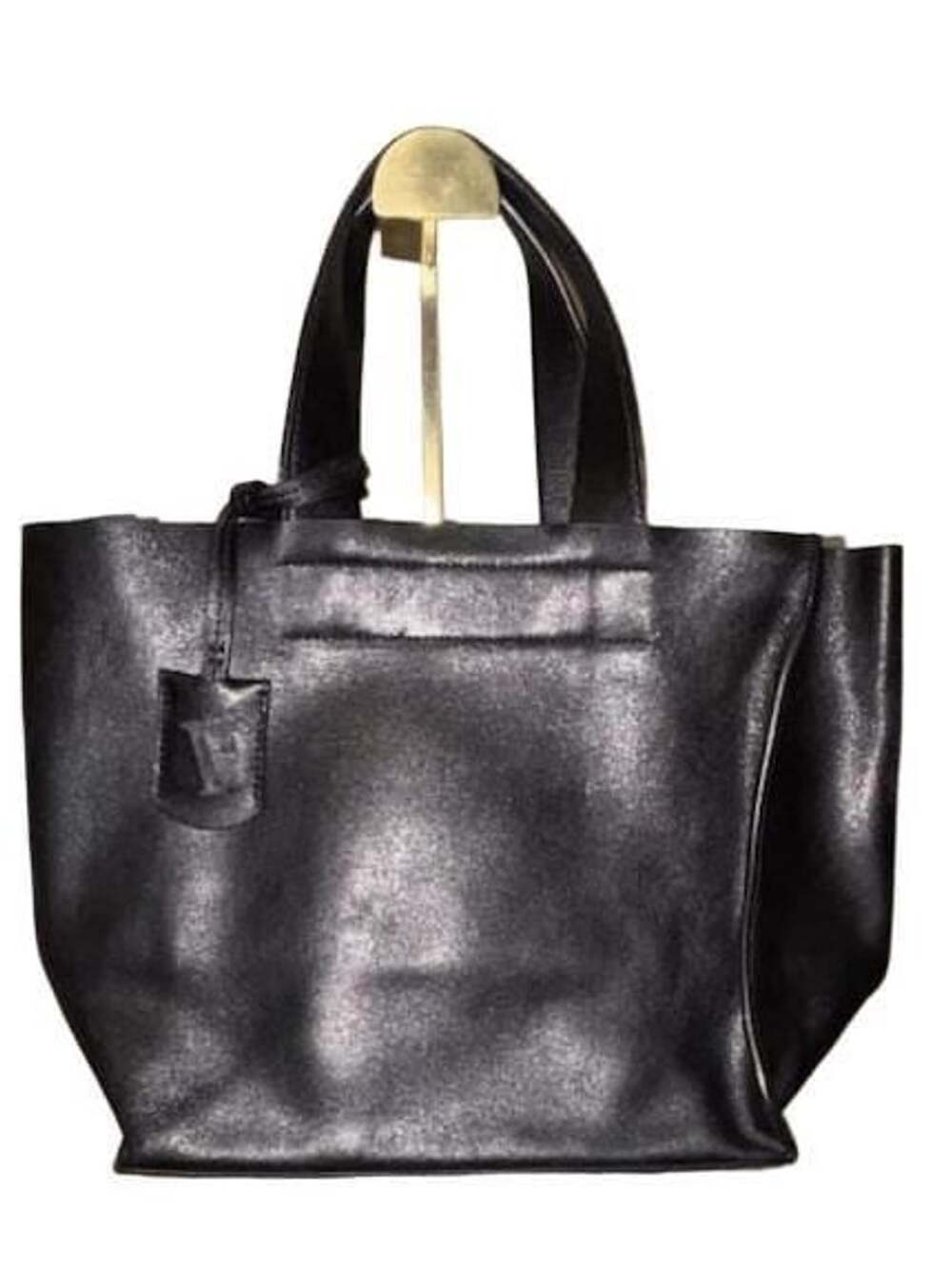 Furla Black Leather Tote Handbag with Zip Compartment